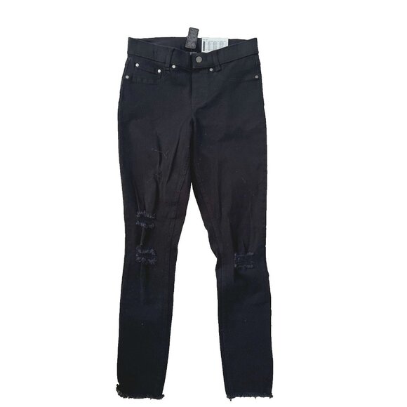 Hue Skimmer Ripped Knee Denim Leggings Black ( XS ) - Picture 2 of 3